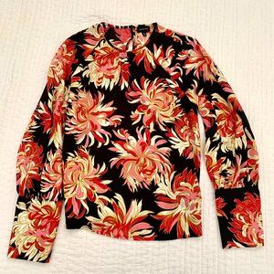 Who What Wear Pink & Red Dahlia Floral Top size M